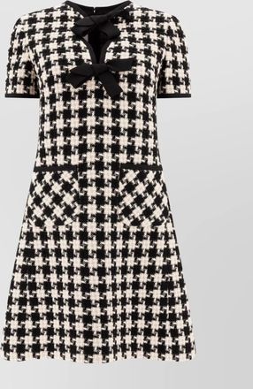 Valentino bow trim textured fabric dress