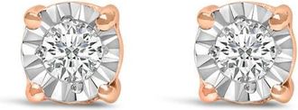House of Brilliance Silver 1/10 Cttw Lab Grown Diamond Miracle-Set Stud Earrings in Rose at Nordstrom