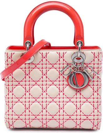 Dior Pre-owned Dior Medium Lambskin Cannage Stitched Lady Satchel Ladies P52MK051PPE9H7RM