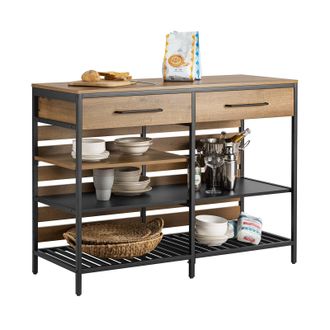 SoBuy Aparador De Comedor Mesa De Cocina Con 2 Cajones Y 3 Estantes Estructura De Metal Estilo Industrial 120 X 45 X 91 Cm Fsb85-pf Sobuy Es