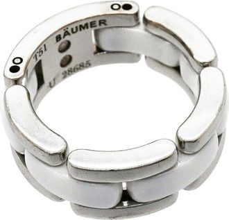 Chanel White White Gold (18K) Ceramic Band Ring (Pre-Owned)