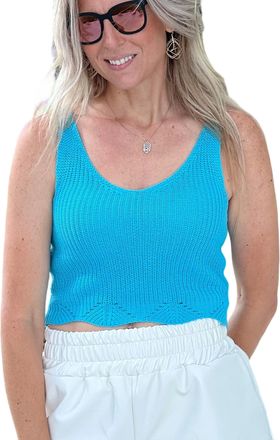 Glam Cutesie Hemmed Tank In Blue