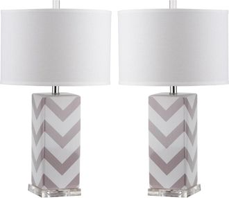 Safavieh Juego de 2 lamparas de mesa de ceramica gris