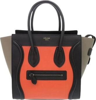 Celine Pre-owned Tote Bags, female, Orange, Size: ONE SIZE Pre-owned Micro Luggage Tote