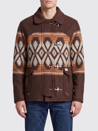Fay Jacquard Wool Short Coat with Toggle Fastening