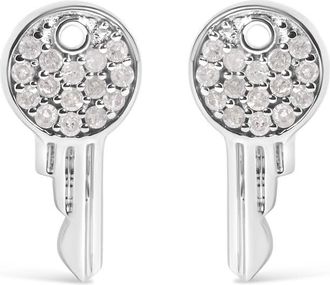 House of Brilliance 925 Sterling Silver 1/6ct TDW Diamond Charm Earrings