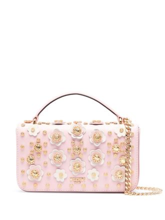 Moschino Schoudertas met bloemen studs - Roze