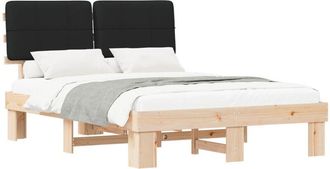 vidaXL Bed Frame with Upholstered Headboard Black 150 x 200 cm vidaXL
