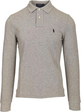 Polo Ralph Lauren Custom-fit Polo Shirt met Lange Mouwen - Heren - Polos - Grijs - XL - Katoen - Tops