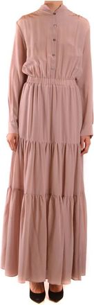 Semicouture Maxi Jurk - Dames - Maxi kleedjes - Roze - M - Katoen - Kleedjes