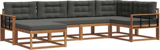vidaXL Conjunto De Sof&aacute;s De Exterior 6 Uds. Natural Y Antracita Vidaxl