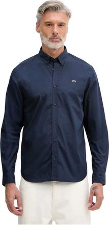 Lacoste Overhemden, Heren, Blauw, L, Katoen, Regular Fit Stretch Poplin Shirt