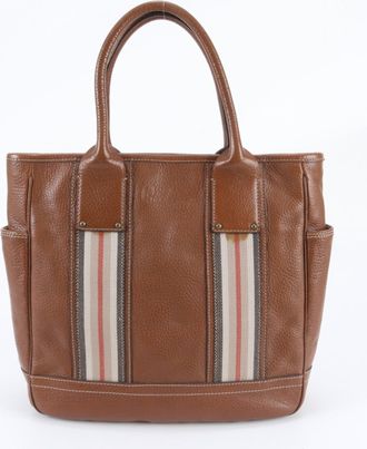 Burberry Brown Leather Shoulder Bag Tote Bag (Pre-Owned)