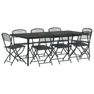 vidaXL Juego De Muebles De Exterior 9 Pcs Gris Antracita Vidaxl