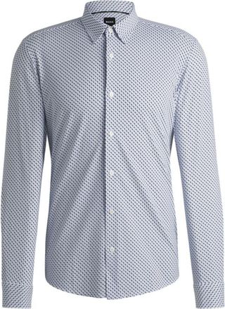 BOSS Slim-fit shirt in printed performance-stretch jersey