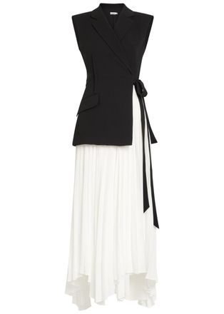 SIMKHAI Helena Tailored Blazer Crepe Maxi Wrap Dress - Black - 8 (UK12 / M)