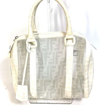 Fendi White Leather Boston Bag (Pre-Owned)