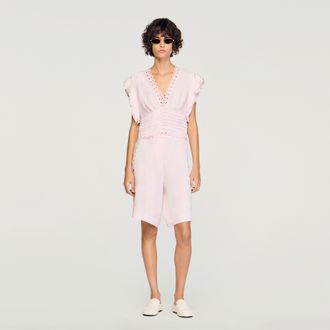 Sandro Floral jacquard crop top