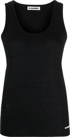 Jil Sander logo-print cotton tank top - women - Cotton - M - Black