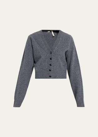 Jason Wu Sculptural Merino Wool Crop V-Neck Cardigan