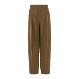 Victoria Beckham Wide Trousers, female, Brown, Size: XS Sculptural Leg Trouser