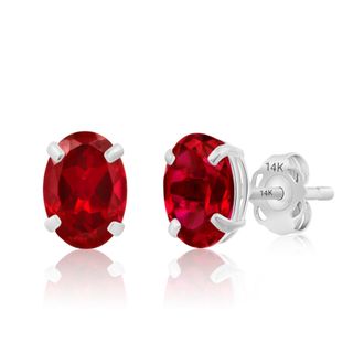 MAX + STONE 14k Yellow or White Gold 7x5mm Oval Stud Earrings with Push Backs