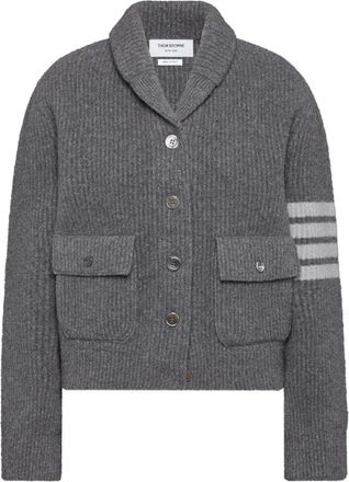 Thom Browne Bomber con dettaglio a righe - Grigio