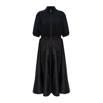 Moncler Midi Dresses, female, Black, Size: XS Mixed-Fabric Dress