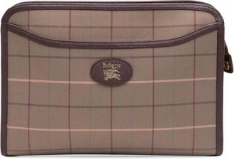 Burberry Pre-owned Clutches, female, Brown, Size: ONE SIZE Pre-owned Check Canvas Pouch