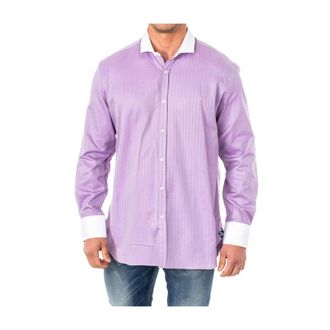 La Martina Lila Long Sleeve Shirt met Knoopsluiting - Heren - Casual Overhemden - Paars - S - Katoen - Overhemden