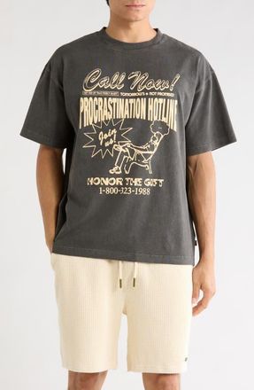 Honor The Gift Procrastination Hotline Graphic Cotton T-Shirt in Black at Nordstrom, Size Xx-Large