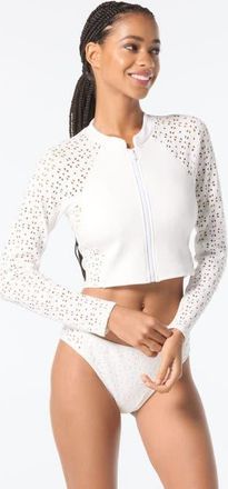 Michael Kors Cropped Rash Guard in White at Nordstrom, Size X-Small