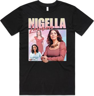 Sanfran Clothing Nigella Lawson Homage Top Funny Retro TV Cook Cooking Gift 90s T-Shirt Extra Large/Black