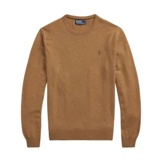 Polo Ralph Lauren Round-neck Knitwear, male, Brown, Size: XL Wool Sweater