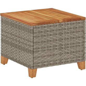 vidaXL Garden Table Grey 45x45x37 cm Poly Rattan Acacia Wood Vidaxl