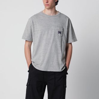 Needles T-shirt in cotone grigia con ricamo