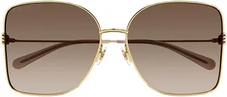 Gucci GG1282SA003 Square Metal-Frame Sunglasses - Gold