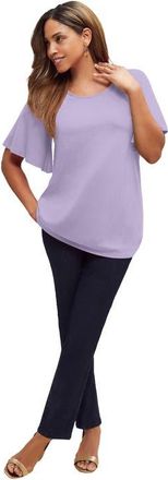 Jessica London Stretch Knit Flutter Sleeve Tunic in Pale Lilac at Nordstrom, Size Medium