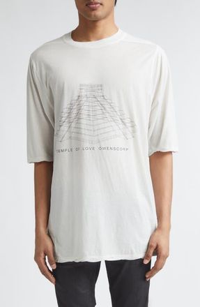 Rick Owens Temple Jumbo Graphic Cotton T-Shirt in Milk Wash/Black at Nordstrom, Size X-Large