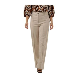 Levete Room Broeken, Dames, Beige, XL, Katoen, Wesley 4 Rechte Broek