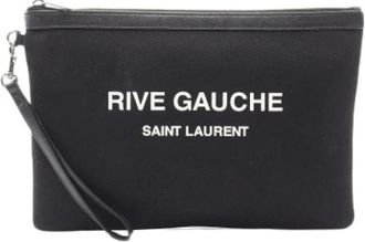 Saint Laurent Pre-owned Clutches, male, Black, Size: ONE SIZE Pre-owned Canvas Clutch