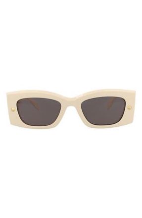 Alexander McQueen 51mm Modified Cat Eye Sunglasses in Ivory Ivory Grey at Nordstrom Rack