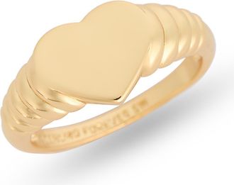 Sterling Forever Kayla Heart Shaped Signet Ring in Gold at Nordstrom Rack, Size 6