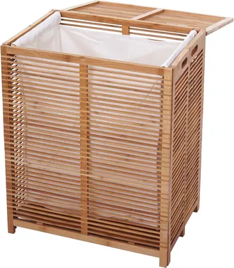 Hhg Hhg - Nunca Usado] Arc&oacute;n Para La Ropa 563, Caja Para La Ropa Cesto Para La Ropa Colector De Ropa, Bamb&uacute; 61x50x35cm