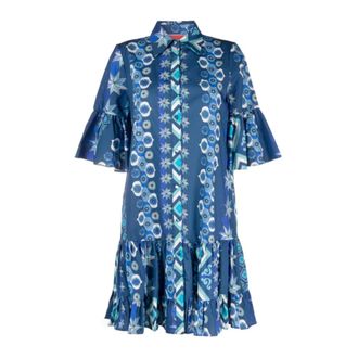 La DoubleJ Dames, Jurken, Blauw, Maat: M Katoen