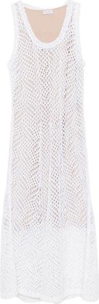 Brunello Cucinelli Sequin-embellished Crochet-knit Midi Dress