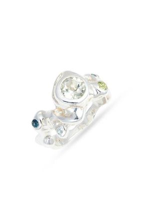 Faris Caldera Green Amethyst Ring in Silver/Green Amethyst at Nordstrom, Size 8
