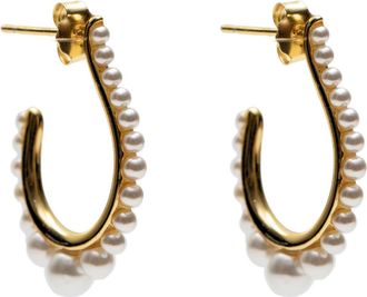 Argento Vivo Faux Pearl Hoop Earrings in Gold at Nordstrom