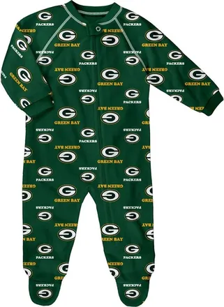 Outerstuff Newborn Green Green Bay Packers Allover Print Raglan Full-Zip Jumper at Nordstrom, Size 0-3M