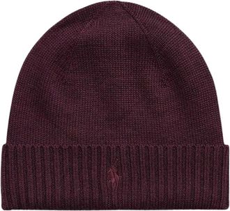 Polo Ralph Lauren Beanie met geborduurd logo - Heren - Accessoires - Rood - Maat: ONE Size Wol